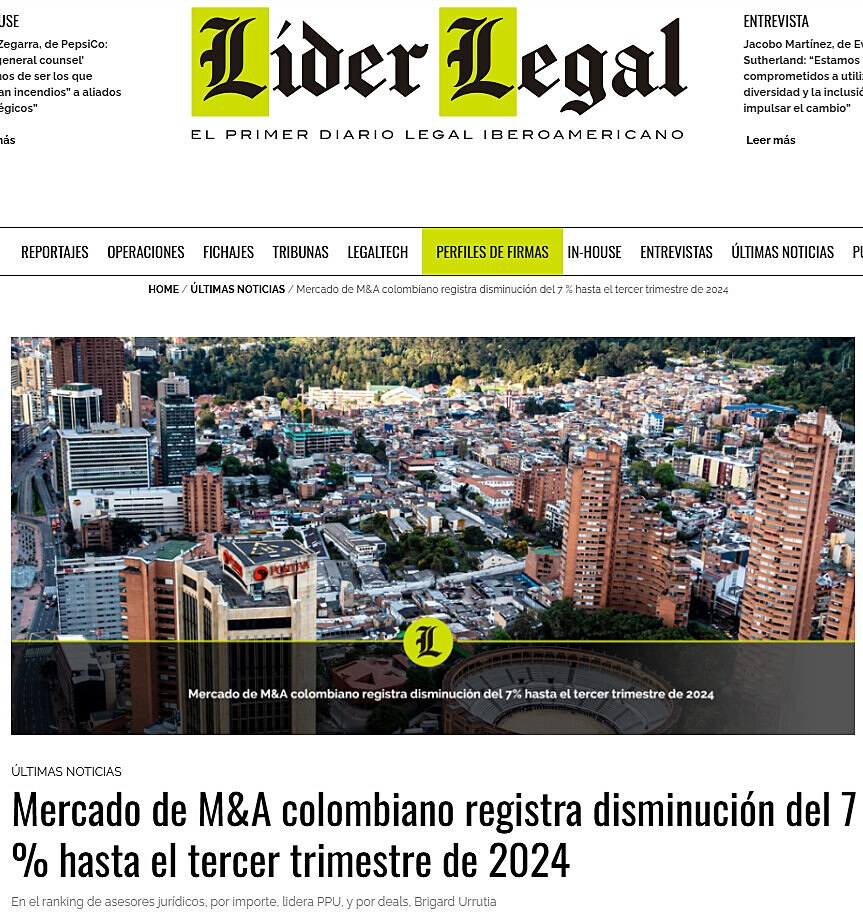 Mercado de M&A colombiano registra disminucin del 7 % hasta el tercer trimestre de 2024